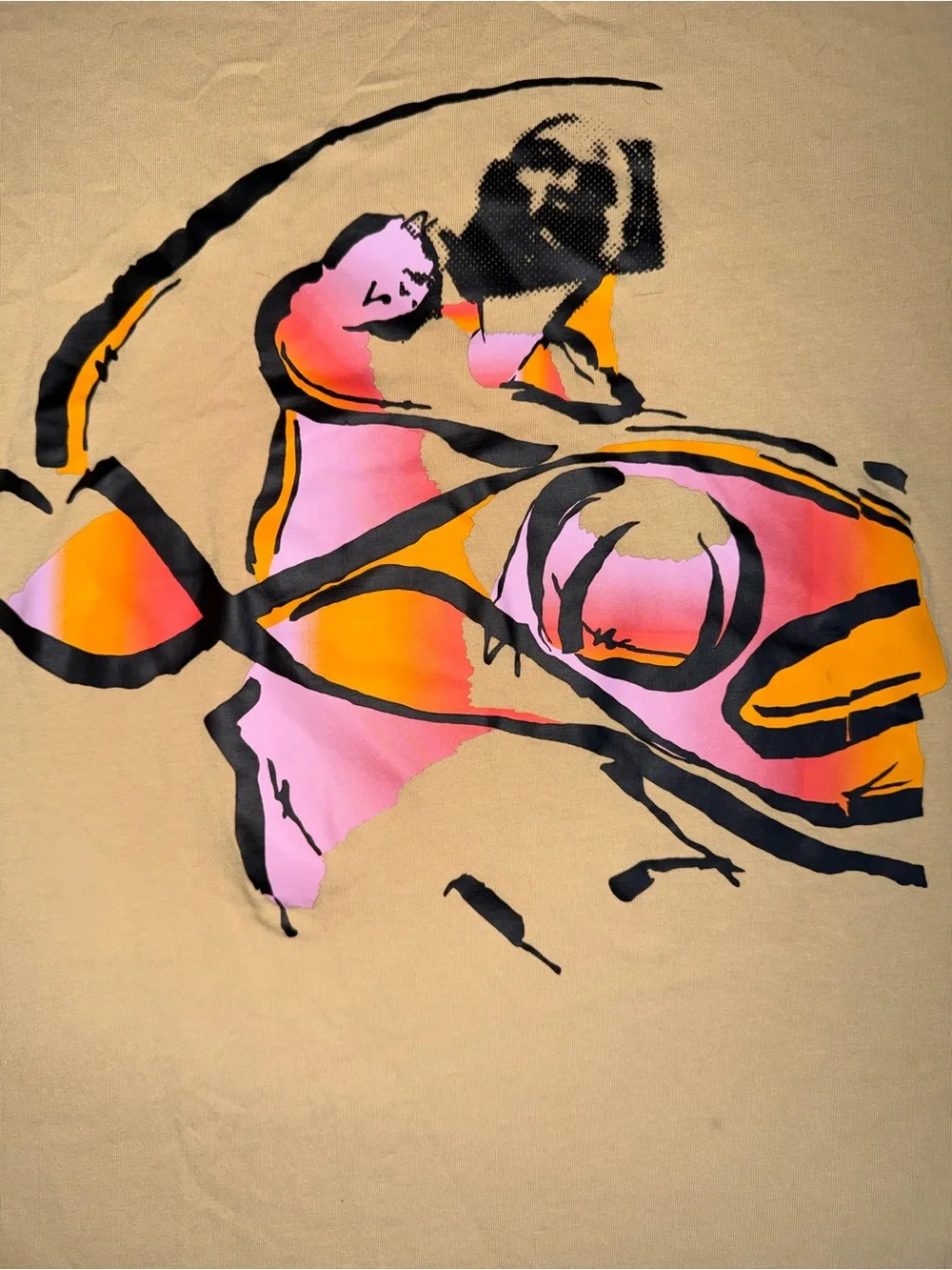 Air Jordan Graphic T-Shirt Mens Large Tan Abstract Print Jumpman DX9569-252